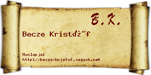 Becze Kristóf névjegykártya